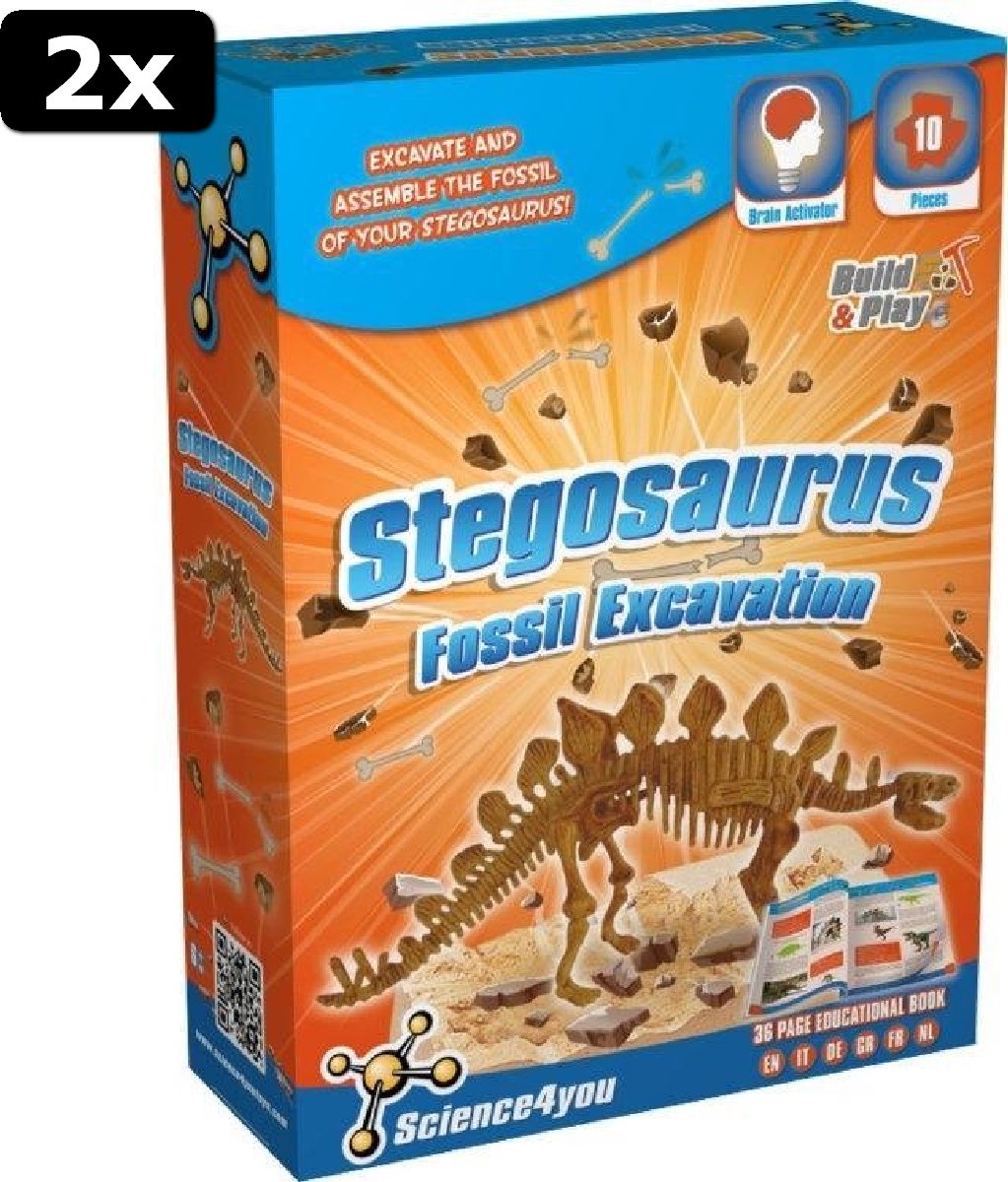 2x Science 4 You Stegosaurus Palaeontologie Experimenteerset