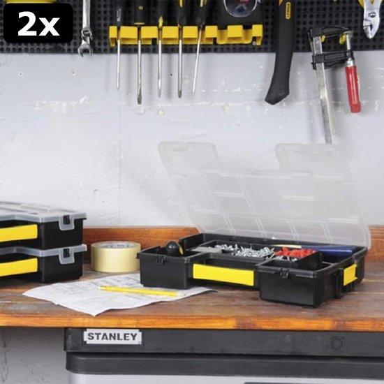 Stanley Sort Master Organiseur 17 Compartiments + Organiseur Mobile à Intercalaires - Couvercle Transparent, Ultra Robuste 7kg