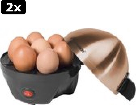 2x Bestron Eierkoker voor 7 eieren, incl. watermaatbeker, 3 hardheidsgraden, 350 watt, kleur: koper