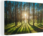 Canvas - Schilderijen op canvas - Zon - Gras - Natuur - Decoratie woonkamer - 120x80 cm