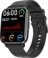 Belesy® DEX – Smartwatch Dames – Smartwatch Heren – Horloge – 1.9" Touchscreen – Stappenteller – Calorieteller – Hartslag – Bloeddruk – Zuurstofgehalte – Multi Sport – NFC & GPS Tracker – Wijzerplaat Watch Face Personaliseren – Zwart Siliconen