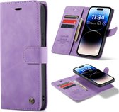 Casemania Hoesje Geschikt voor Apple iPhone 14 Pro Bright Lila - 2 in 1 Magnetic Book Case