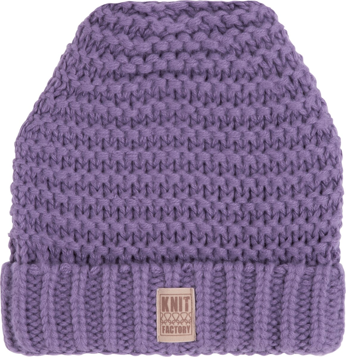 Knit Factory Alex Gebreide Muts Dames - Beanie hat - Violet - Grofgebreid - Warme paarse Wintermuts - One Size