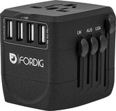 ForDig Universele Wereldstekker met 4 Fast Charge USB - Reisstekker Geschikt voor 150+ Landen