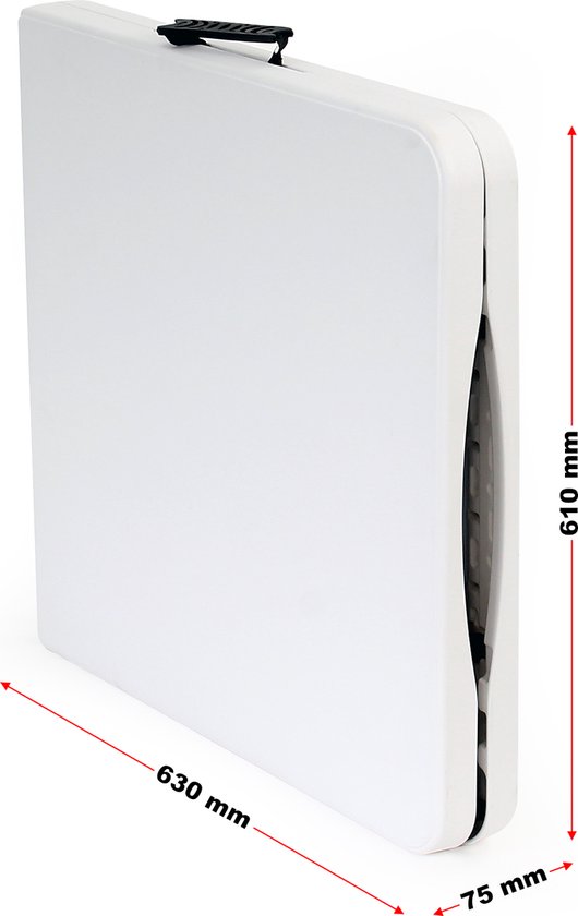 Toboli klaptafel 120x60x74cm campingtafel wit; bijzettafel, inklapbare tafel - Multistrobe