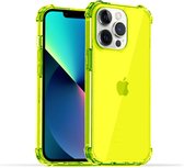 Smartphonica iPhone 13 Pro transparant shockproof siliconen hoesje met stootrand - Neon Geel / Back Cover geschikt voor Apple iPhone 13 Pro