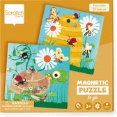 Scratch Puzzel Magnetisch: MAGNETISCH PUZZELBOEK TO GO - FEEST IN DE TUIN 18x18x1.5cm (gesloten), 54x18x0.5cm (open), met 2 magnetische puzzels van 20 stuks, 3+
