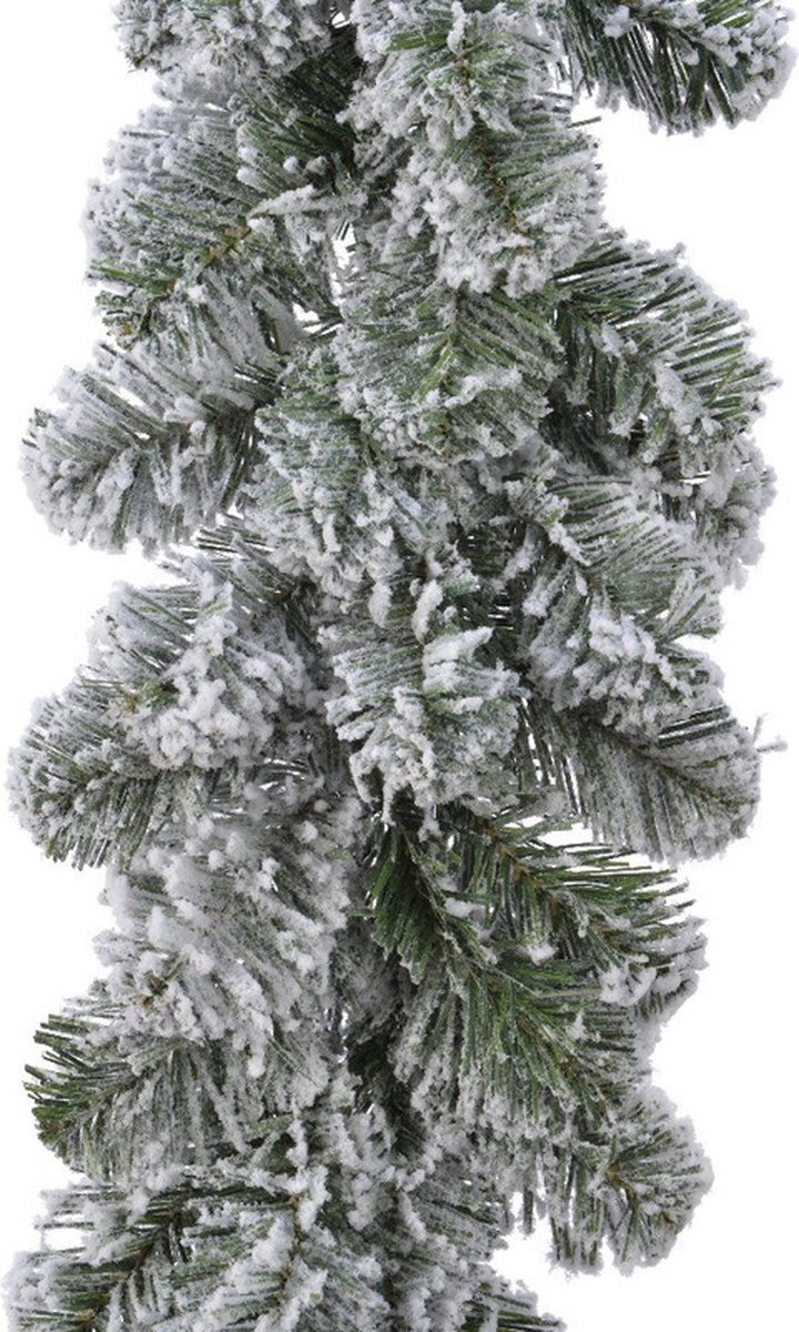 4x Groene dennen guirlandes / dennenslingers met sneeuw 270 x 25 cm - Kerstslingers / dennen slingers