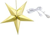 Kerstster decoratie gouden ster lampion 70 cm inclusief witte lichtkabel