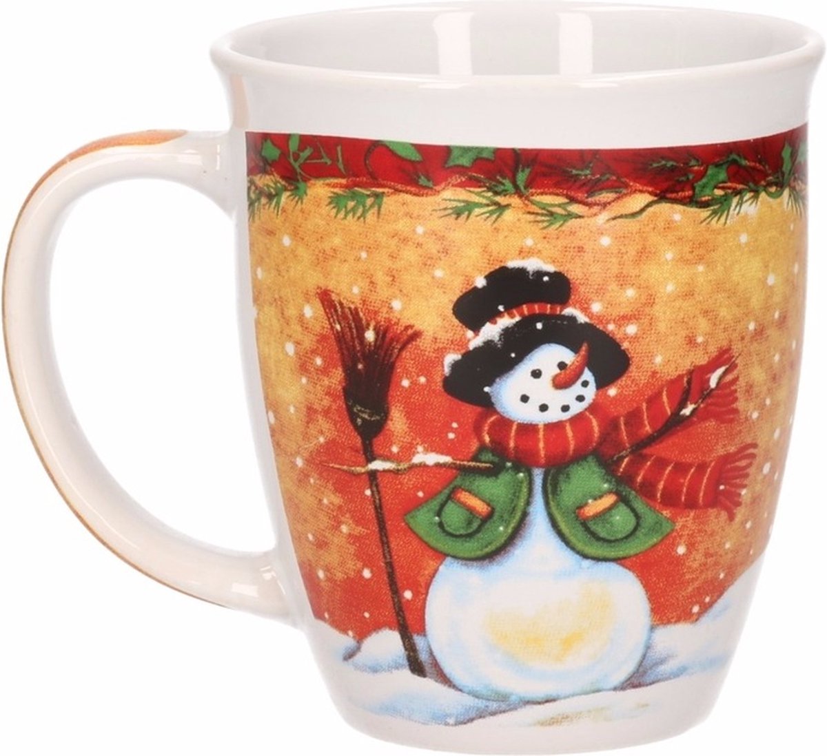 G. Wurm Kerstmok sneeuwpop met hoed - keramiek - 300 ml - koffie/thee mok - kerstversiering - kerstartikelen