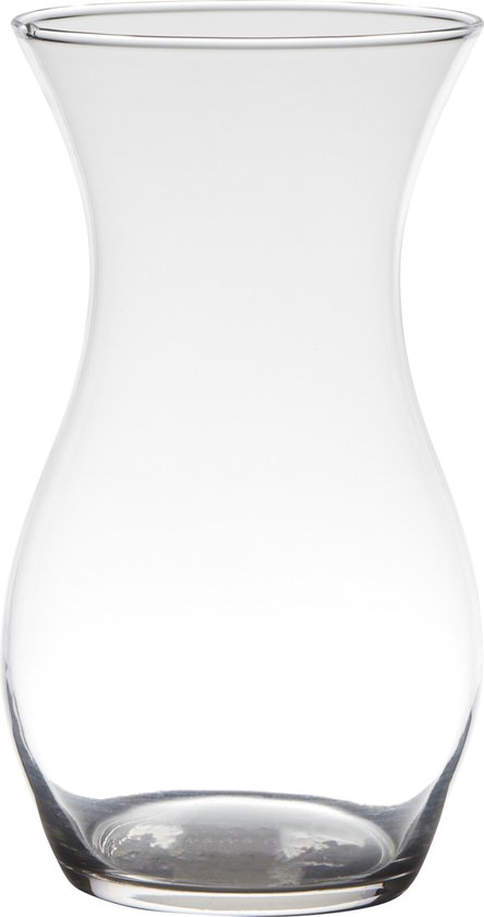 Transparante home-basics vaas/vazen van glas 25 x 14 cm - Bloemen/takken/boeketten vaas voor binnen gebruik