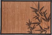 Rechthoekige placemat 30 x 45 cm bamboe bruin met zwarte bamboe print 3  - Placemats/onderleggers - Tafeldecoratie
