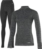 Heatkeeper Thermoset Dames Premium Techno - Thermoshirt met lange mouwen en legging - Zwart Melange - TOGwaarde 2.8 - Thermisch isolerend shirt en legging - Maat L