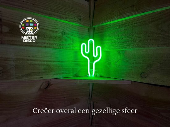 Neon Verlichting Wandlamp - Muurdecoratie - Kroeg Interieur - Op Batterij en USB - Cactus
