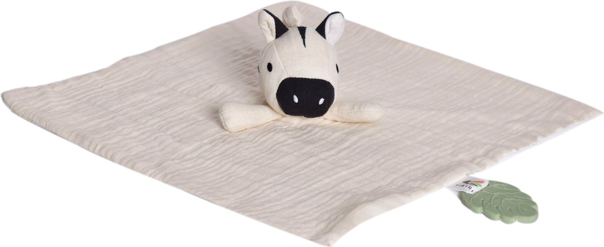 TIKIRI Knuffeldoekje - Zebra - Met Bijtring - Wit - 0 Jaar
