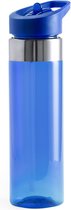 Drinkfles/waterfles 650 ml blauw van kunststof met draaidop en eenvoudige opening - Sport bidon - Waterflessen