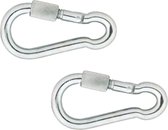 Karabijnhaken - 2x - met veiligheid schroef - staal - 9 cm - karabijnhaak - snaphooks/ carabiners