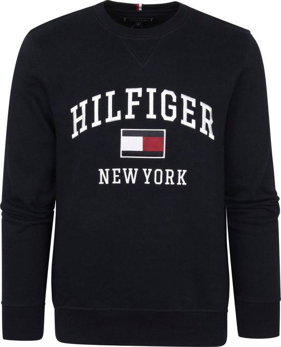 Tommy Hilfiger - Varsity Sweater Logo Navy - Maat S - Regular-fit