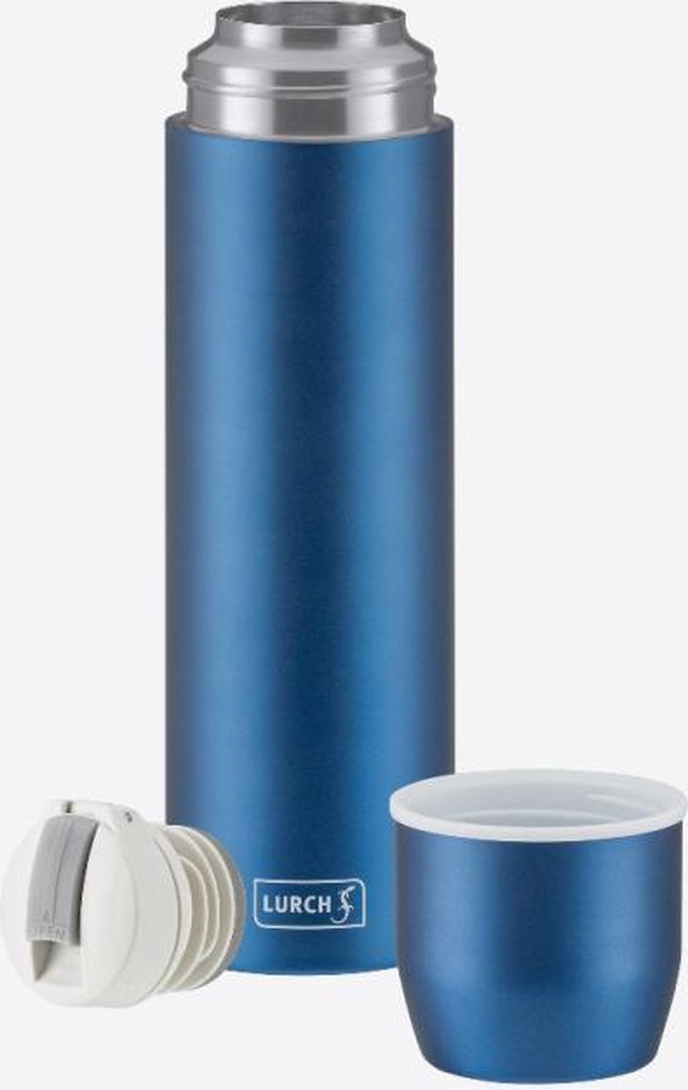 Lurch dubbelwandige isoleerfles met beker uit rvs blauw 450ml