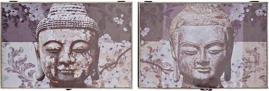 Covers DKD Home Decor Teller Boeddha Grijs Hout MDF (2 pcs) (46.5 x 6 x 31 cm)