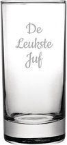 Gegraveerde longdrinkglas 28,5cl De Leukste Juf