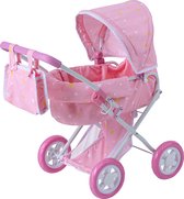 Bol.com Teamson Kids Luxe Poppenwagen Voor Babypoppen - Accessoires Voor Poppen - Kinderspeelgoed - Roze/Wit/Sterren aanbieding