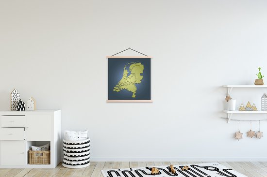 Illustration des Nederland sur fond bleu foncé affiche scolaire lattes plates vierges 40x40 cm - Tirage photo sur affiche textielposter (décoration murale salon / chambre)