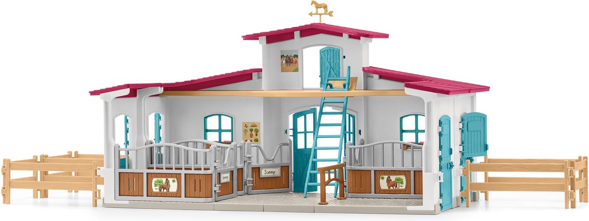 schleich HORSE CLUB - Manege - Kinderspeelgoed - Paarden Speelgoed - Paardenstal, 3 Paarden en 2 Speelfiguren - 115 onderdelen — afbeelding 4