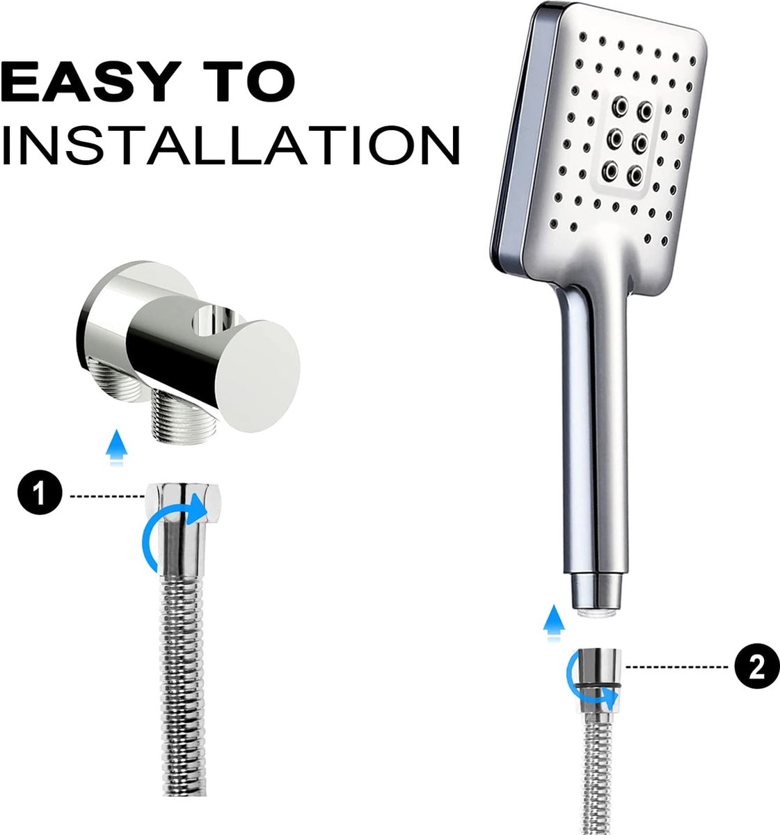 Douchekop Handdouche Hoge druk Roestvrij Staal Wellness Spa