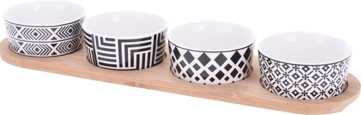 Excellent Houseware set 2x stuks luxe hapjes/sausjes/tapas schaaltjes op bamboe houders — cadeau in Kookcadeaus - foto 3