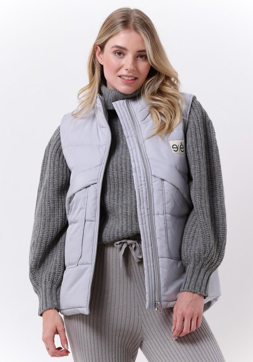 Esmé Studios Aimie Quilt Vest Jassen Dames - Winterjas - Lichtgrijs - Maat S