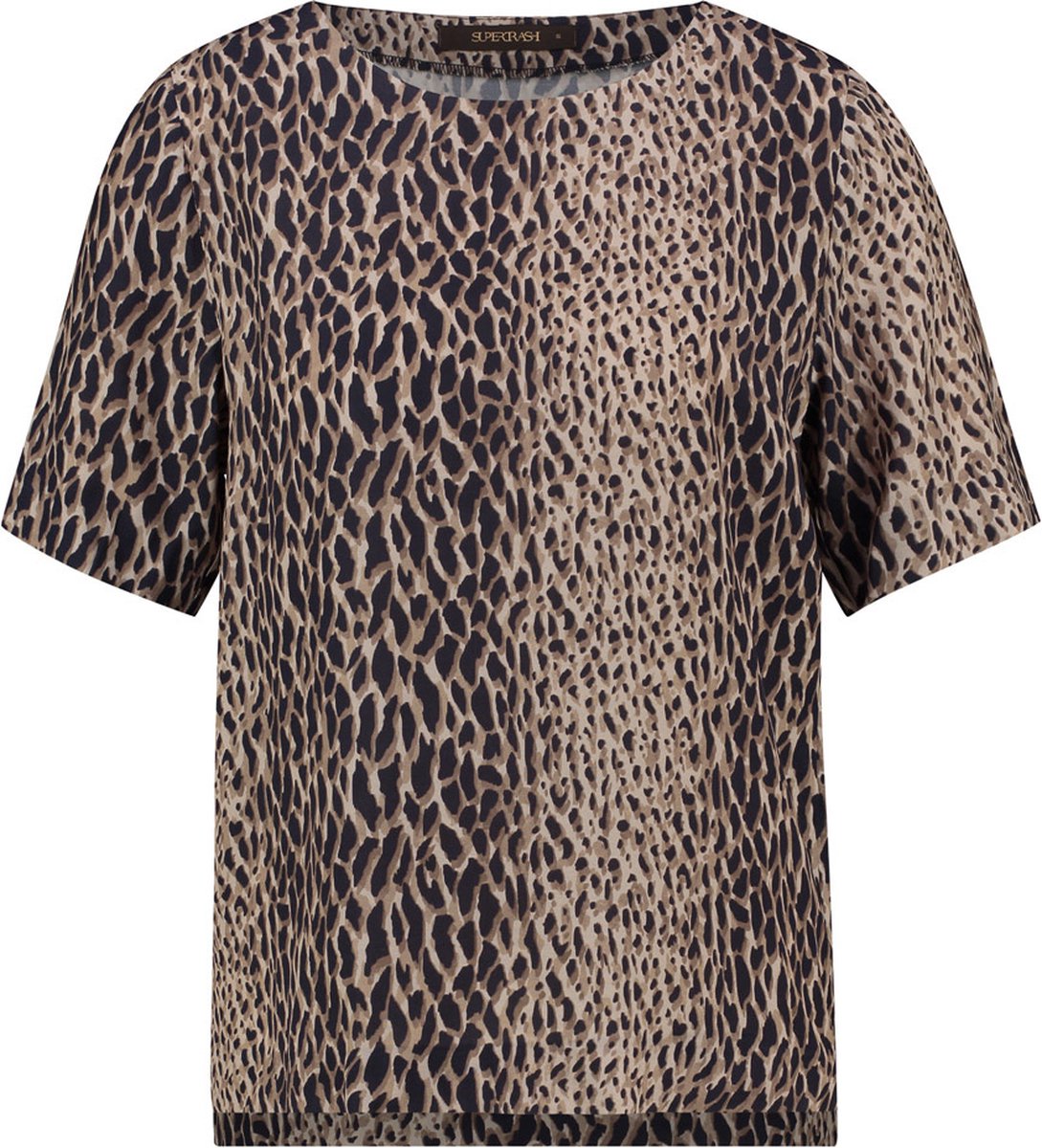 Supertrash - Top - Blouse Dames - Shirt - Korte Mouw - Panterprint - 38