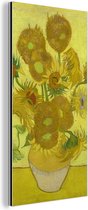 Wanddecoratie Metaal - Aluminium Schilderij Industrieel - Zonnebloemen - Vincent van Gogh - 80x160 cm - Dibond - Foto op aluminium - Industriële muurdecoratie - Voor de woonkamer/slaapkamer