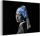 Wanddecoratie Metaal - Aluminium Schilderij Industrieel - Meisje met de parel - Vermeer - Blauw - 180x120 cm - Dibond - Foto op aluminium - Industriële muurdecoratie - Voor de woonkamer/slaapkamer