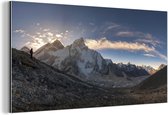 Wanddecoratie Metaal - Aluminium Schilderij Industrieel - Panoramisch uitzicht over Mount Everest in Nepal - 80x40 cm - Dibond - Foto op aluminium - Industriële muurdecoratie - Voor de woonkamer/slaapkamer