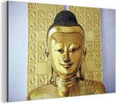 Wanddecoratie Metaal - Aluminium Schilderij Industrieel - Gouden Boeddha beeld - 180x120 cm - Dibond - Foto op aluminium - Industriële muurdecoratie - Voor de woonkamer/slaapkamer