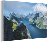 Vue sur les fjords en Norvège Aluminium 90x60 cm - Tirage photo sur aluminium (décoration murale en métal)