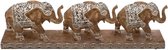 Olifantjes dierenbeeldje/woondecoratie bruin - 46 x 7,5 x 13 cm - Olifanten beeldjes
