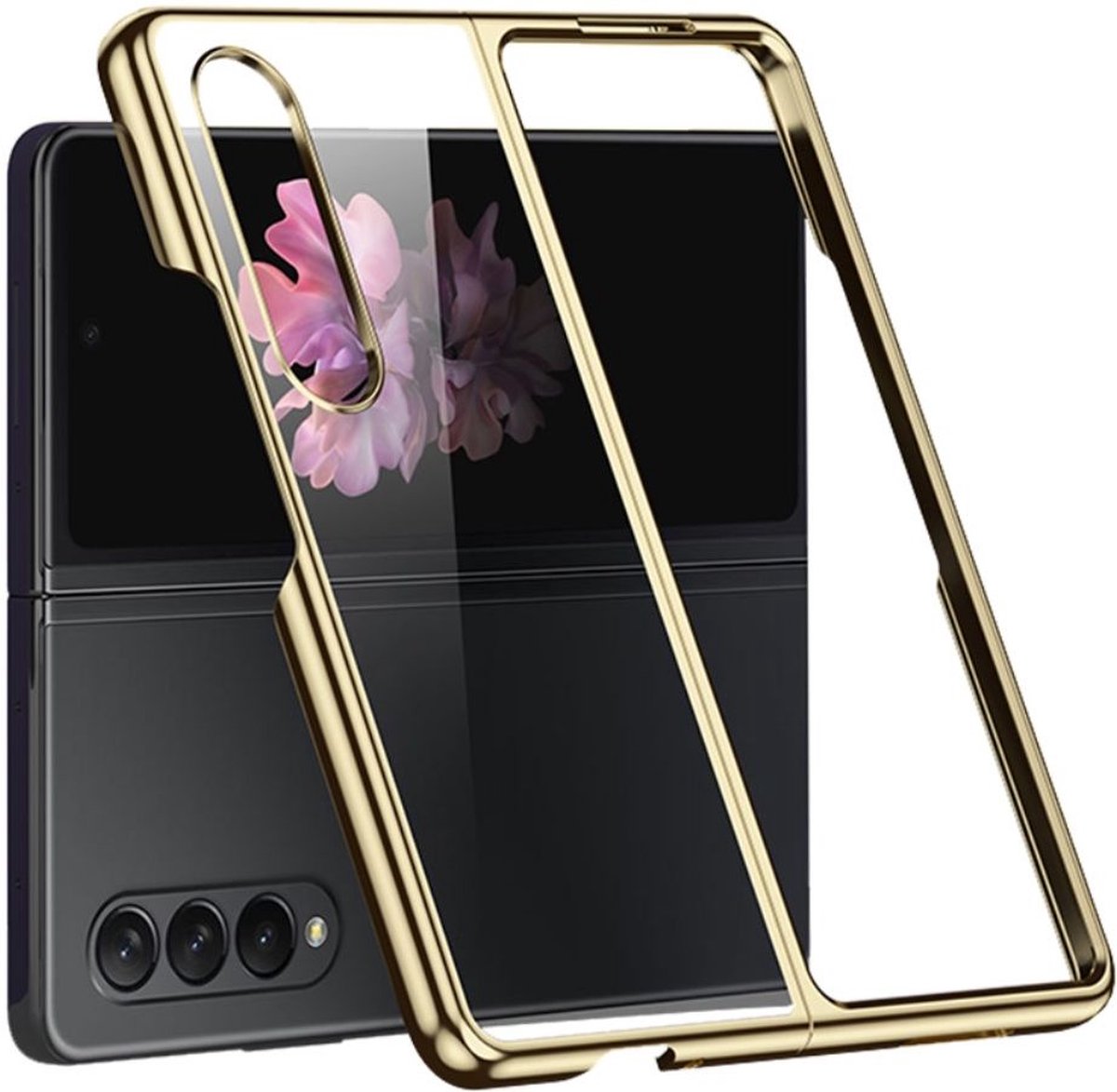 Back Cover Transparant/Goud Hoesje Geschikt voor Samsung Galaxy Z Fold 4