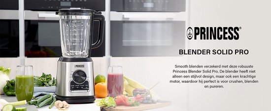 Princess 01.212094.01.001 Blender Solid Pro - 1400 W - 6 RVS messen- 1.75 Liter - Glazen kan van Princess — afbeelding 3