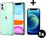 Apple iPhone 11 Hoesje Siliconen Shock Proof Case Transparant Met Screenprotector - iPhone 11 Hoes Extra Stevig Hoesje Cover Met Screenprotector