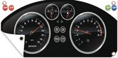 Schuttingposter Illustratie van een zwart dashboard in een auto - 200x100 cm - Tuindoek