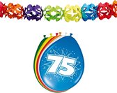 Folat Party 75e jaar verjaardag feestartikelen versiering - 16x ballonnen/2x slingers van 6 meter