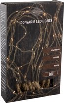 Touwverlichting jute op batterijen met 100 lampjes warm wit met timer - Kerstverlichting touw