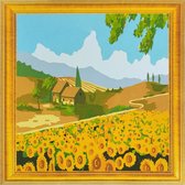 Schilderen op Nummer Kinderen - Landschap met zonnebloemen - Kleuren Op Nummer