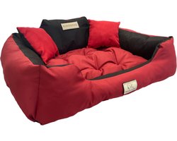 KingDog - Hondenmand Groot - Katten- en Hondenbed - Buitenmaat 100 x 75 - Maat L - Rood