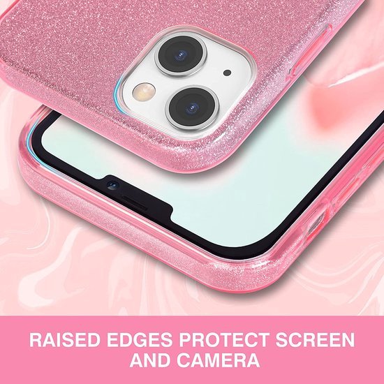 Coque Apple iPhone 14 Rose - Glitter Arrière Pailletée