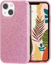 Casemania Hoesje Geschikt voor Apple iPhone 14 Roze - Glitter Back Cover