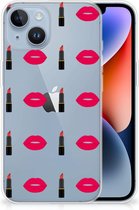 Telefoon Hoesje Geschikt voor iPhone 14 Silicone Hoesje Doorzichtig Lipstick Kiss