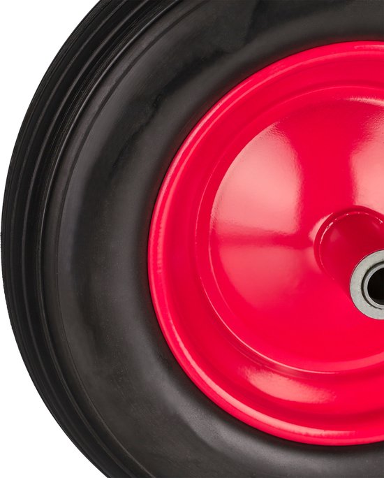 Relaxdays kruiwagenwiel - 3.50-8 - rubberen band zonder lucht - stalen velg - tot 100 kg - zwart-rood van Relaxdays — afbeelding 4